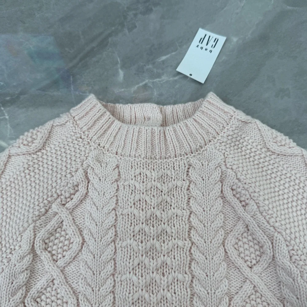 Baby Gap Cable Knit Long Sleeve Sweater Dress 100% Cotton Size 6-12 Months